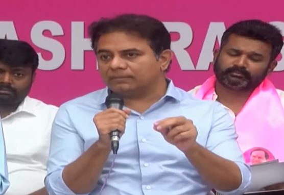 brs party working president ktr press meet at telangana bhavan