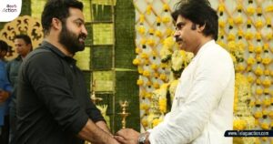Jr Ntr and Pawan kalyan at Aravinda Sametha Movie Muhurtham